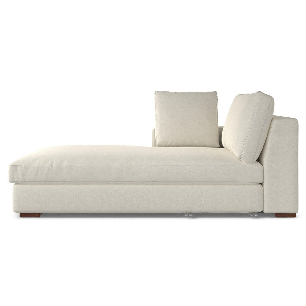 Cream Fabric Sofa with Brown Legs - 122-inch