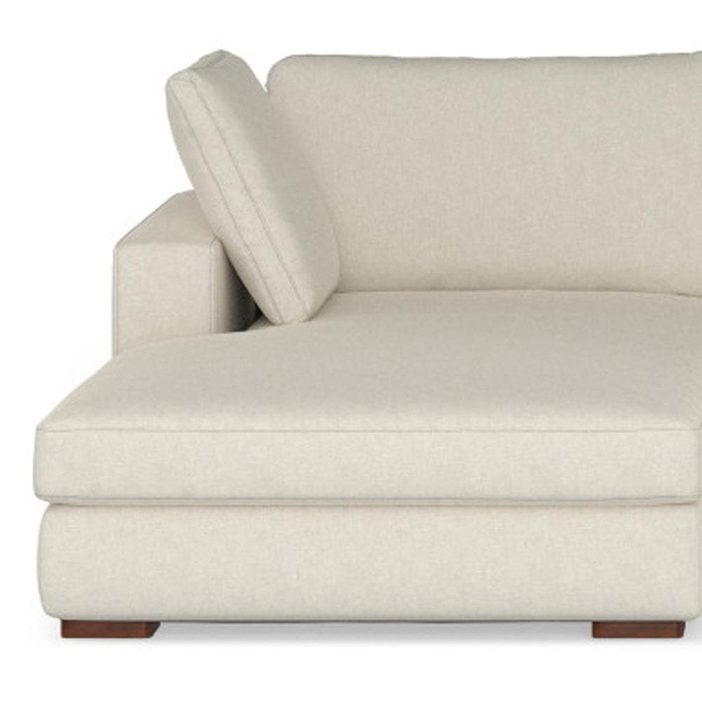 Cream Fabric Sofa with Brown Legs - 122-inch