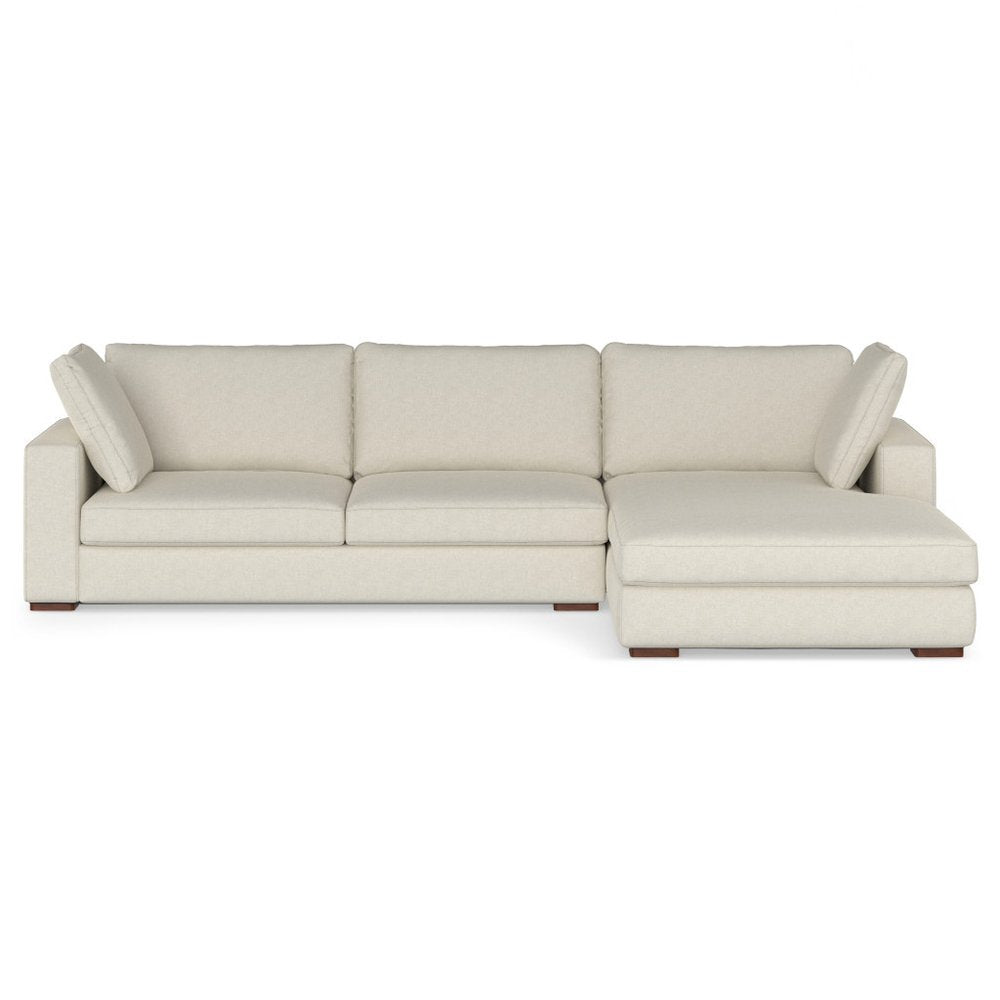 Cream Fabric Sofa with Brown Legs - 122-inch