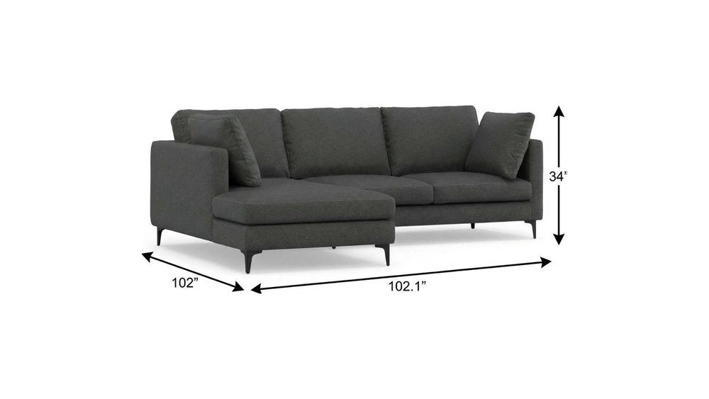 Gray Fabric Sofa with Black Legs - 102-inch