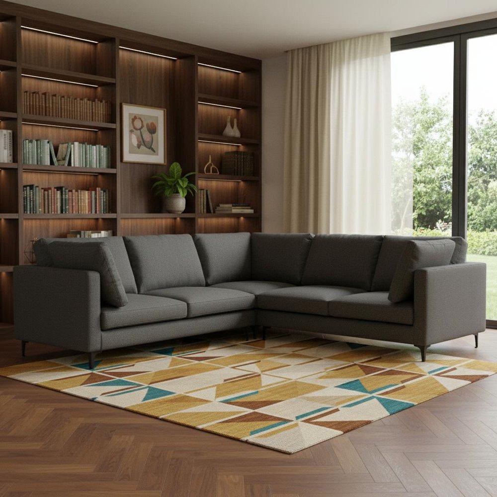 Gray Fabric Sofa with Black Legs - 102-inch