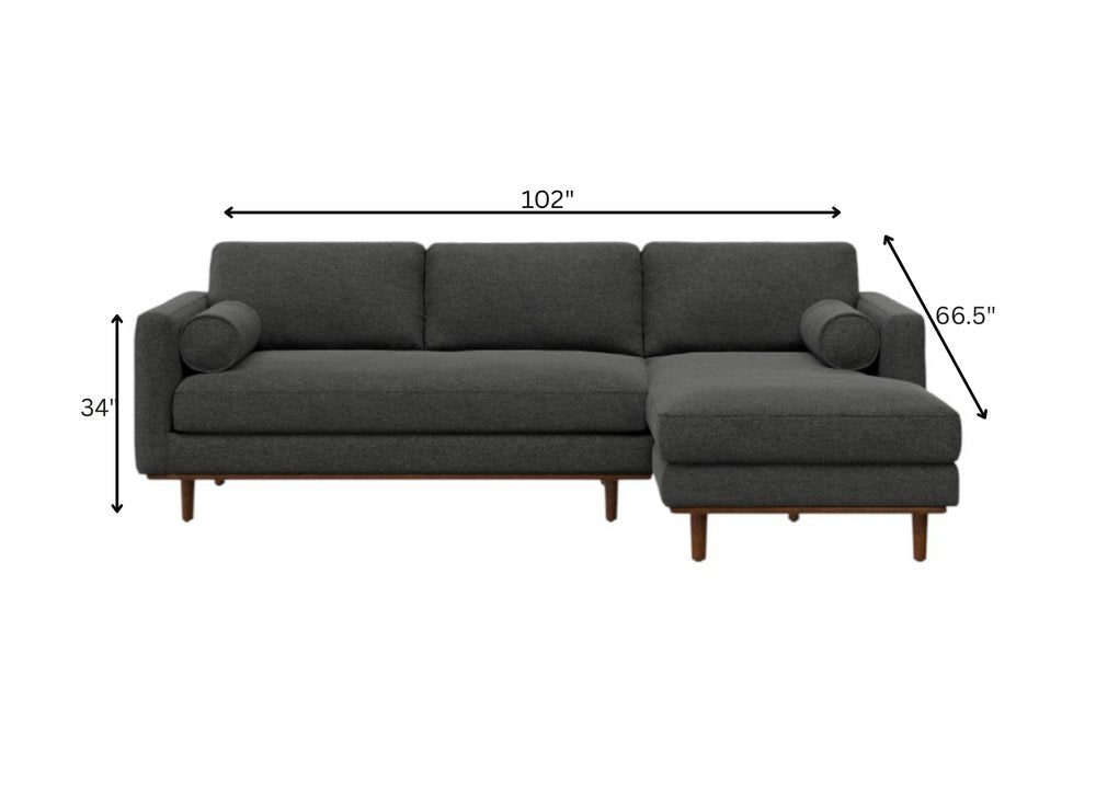 Gray Fabric Sofa with Brown Legs - 102-inch