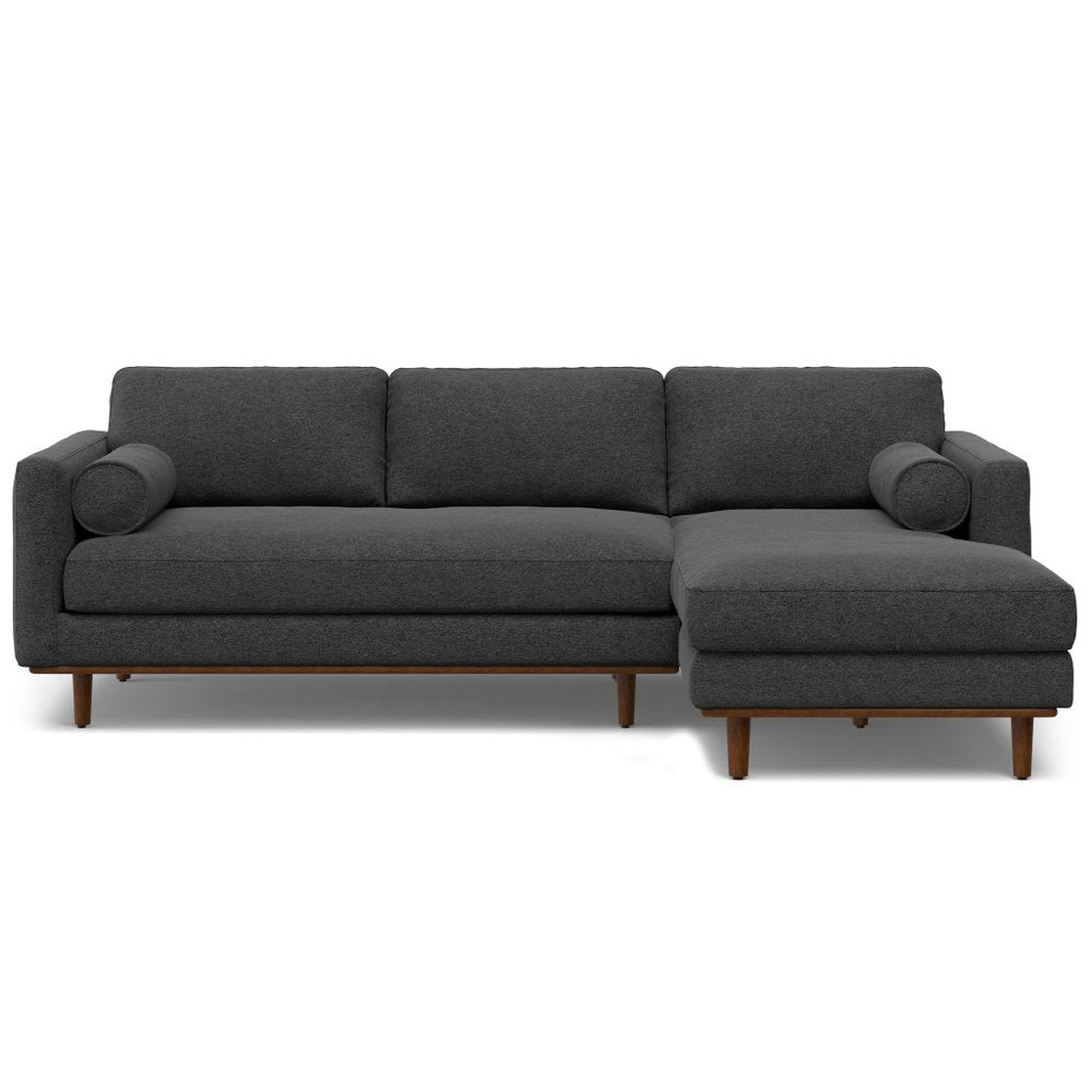 Gray Fabric Sofa with Brown Legs - 102-inch