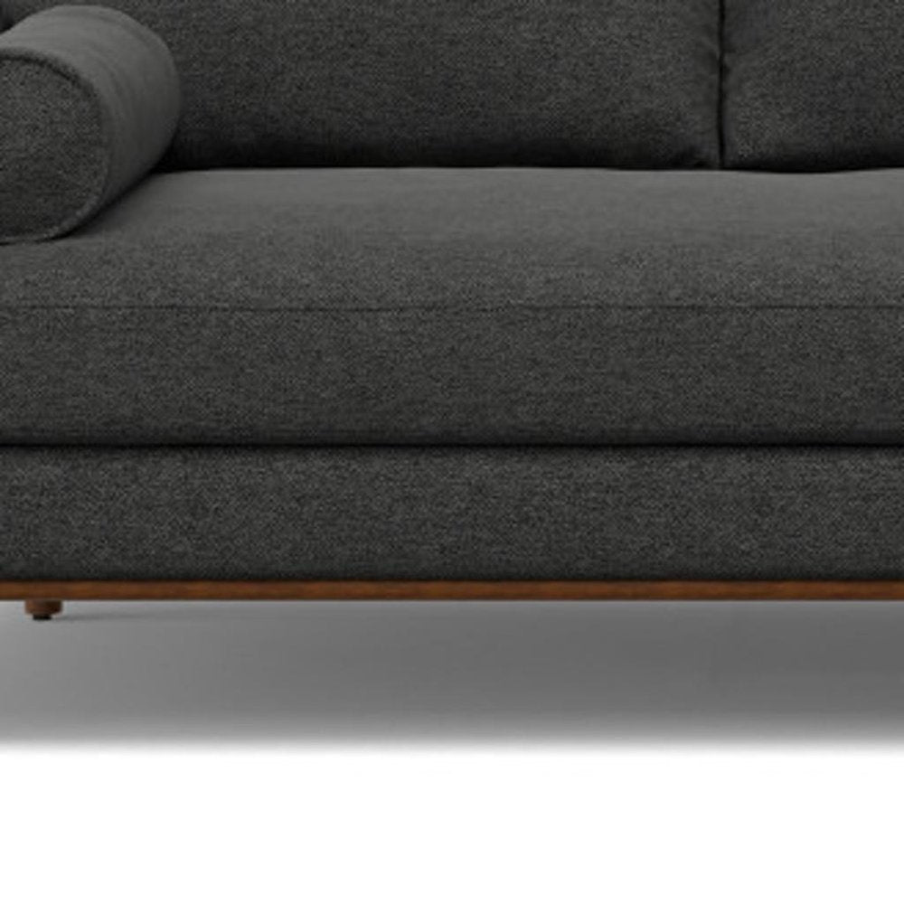 Gray Fabric Sofa with Brown Legs - 102-inch