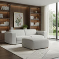Gray Fabric Sofa with Ottoman with Brown Legs - 88-inch
