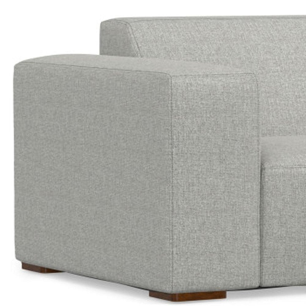 Gray Fabric Sofa with Ottoman with Brown Legs - 88-inch