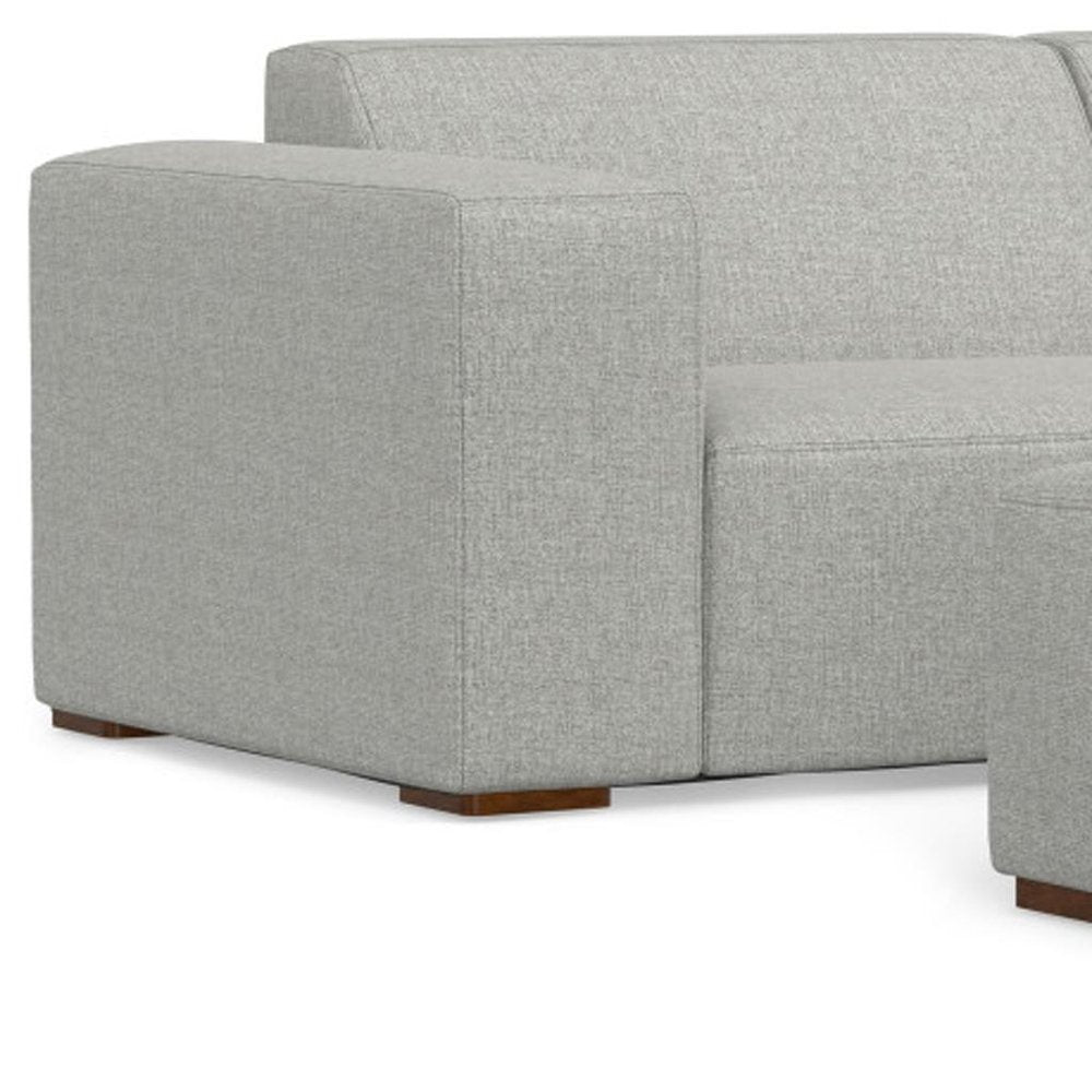 Gray Fabric Sofa with Ottoman with Brown Legs - 88-inch