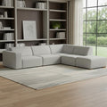 Gray Fabric Sofa with Ottoman with Brown Legs - 116-inch