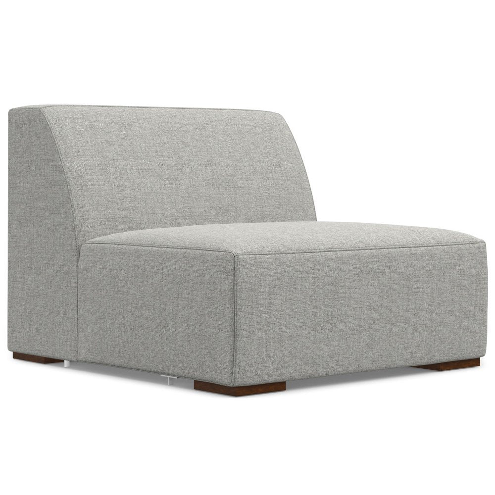 Gray Fabric Sofa with Ottoman with Brown Legs - 116-inch