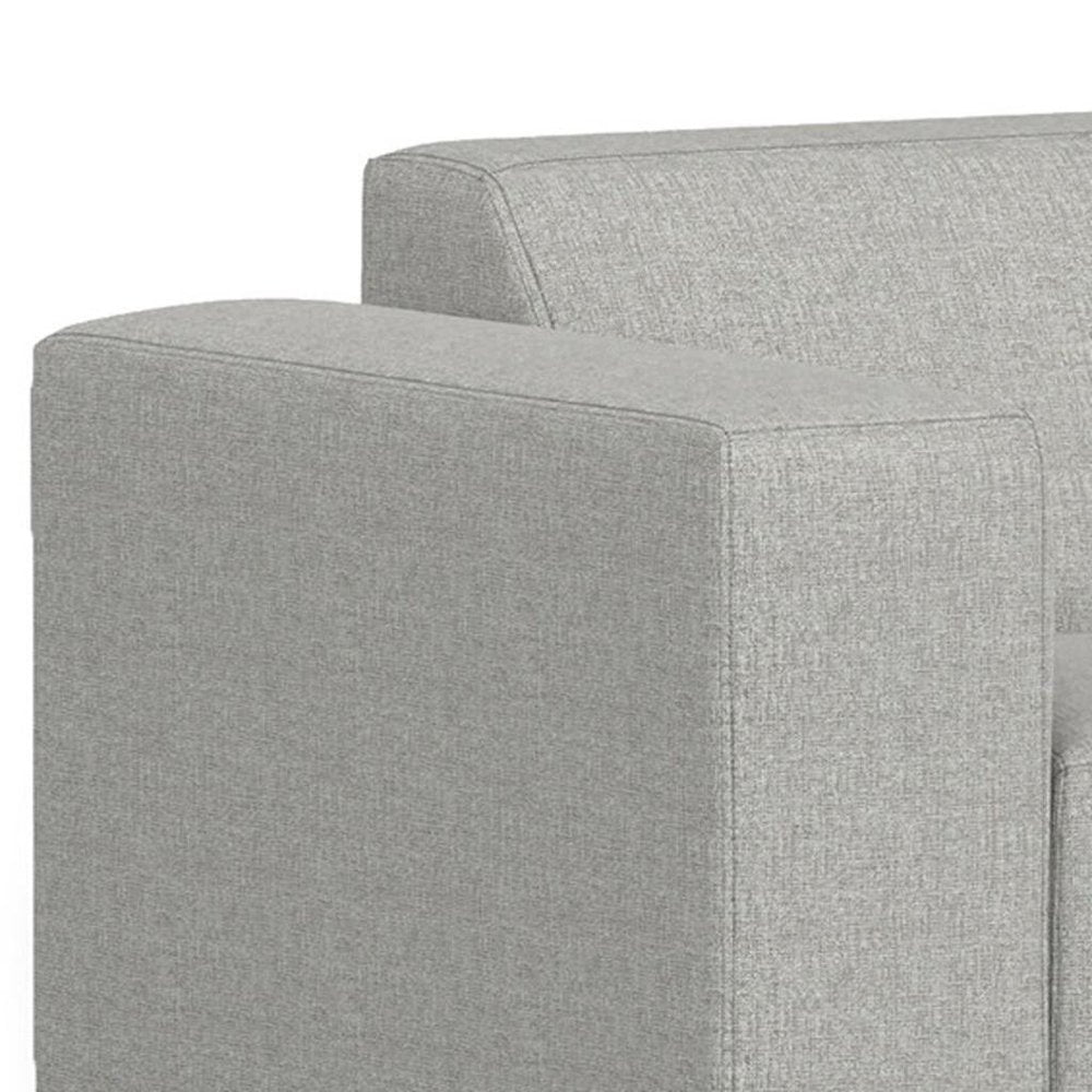 Gray Fabric Sofa with Ottoman with Brown Legs - 116-inch
