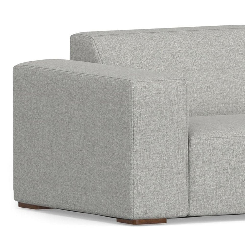 Gray Fabric Sofa with Ottoman with Brown Legs - 116-inch