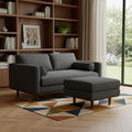 Gray Fabric Sofa with Ottoman with Brown Legs - 72-inch