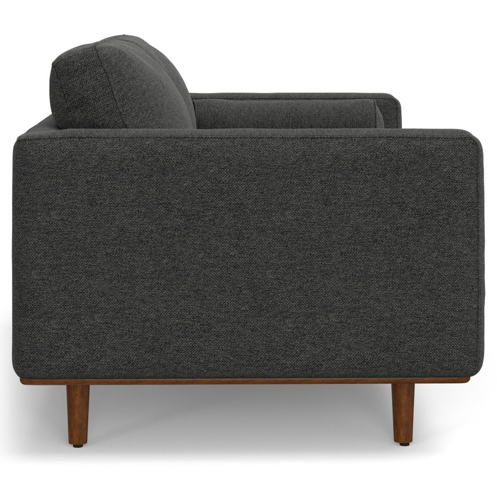 Gray Fabric Sofa with Ottoman with Brown Legs - 72-inch