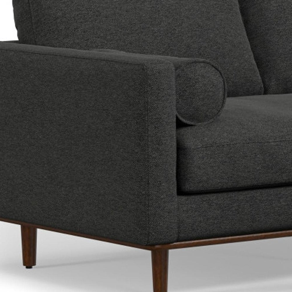 Gray Fabric Sofa with Ottoman with Brown Legs - 72-inch