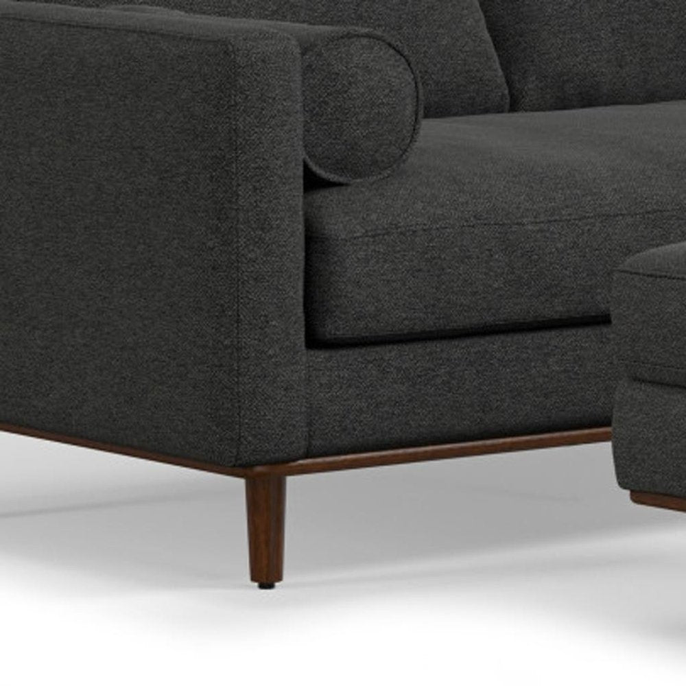 Gray Fabric Sofa with Ottoman with Brown Legs - 72-inch