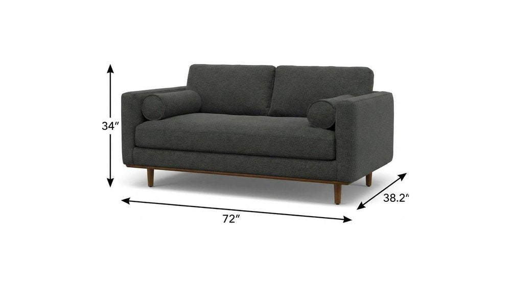 Gray Fabric Sofa with Ottoman with Brown Legs - 72-inch