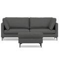 Gray Fabric Sofa with Ottoman with Black Legs - 90-inch