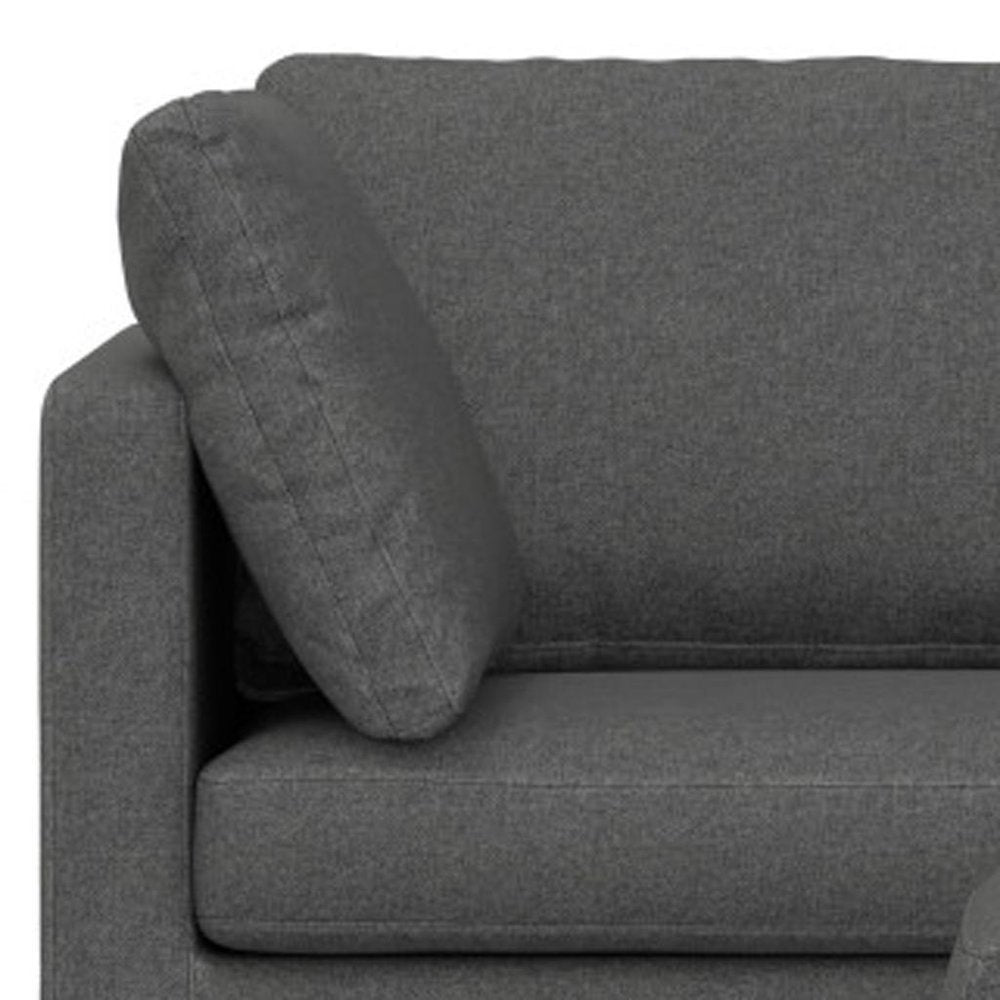 Gray Fabric Sofa with Ottoman with Black Legs - 90-inch