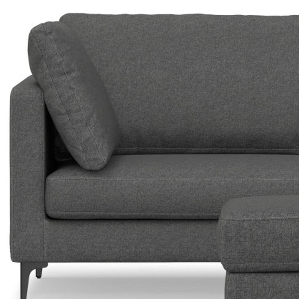 Gray Fabric Sofa with Ottoman with Black Legs - 90-inch
