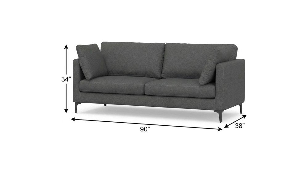 Gray Fabric Sofa with Ottoman with Black Legs - 90-inch