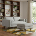Gray Fabric Sofa with Ottoman with Brown Legs - 72-inch