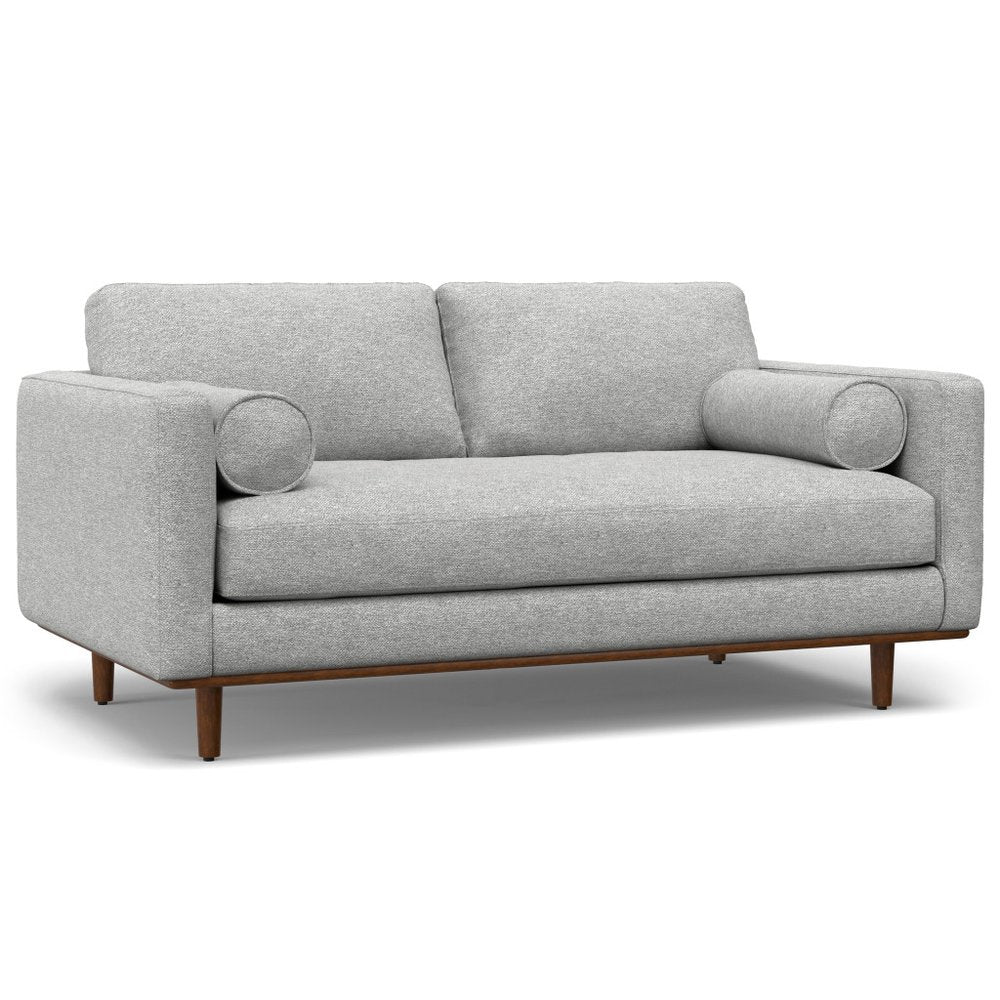 Gray Fabric Sofa with Ottoman with Brown Legs - 72-inch