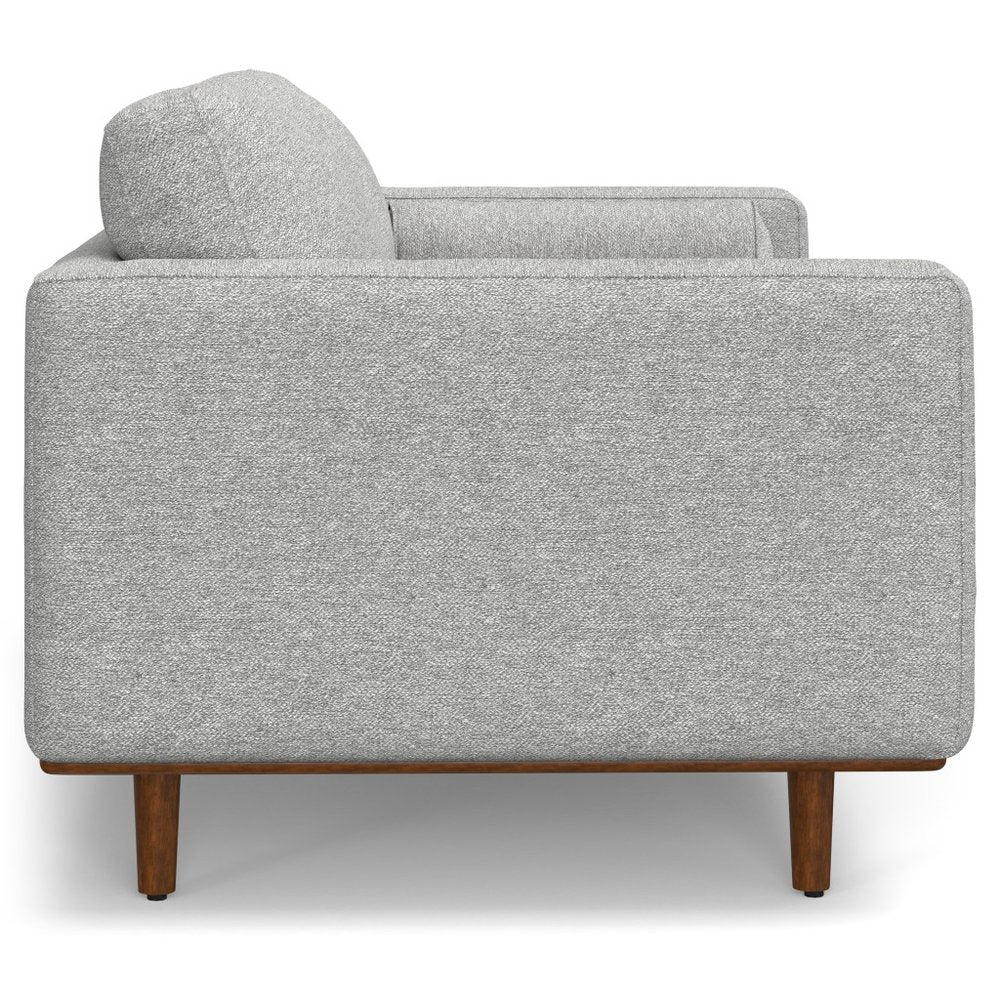 Gray Fabric Sofa with Ottoman with Brown Legs - 72-inch