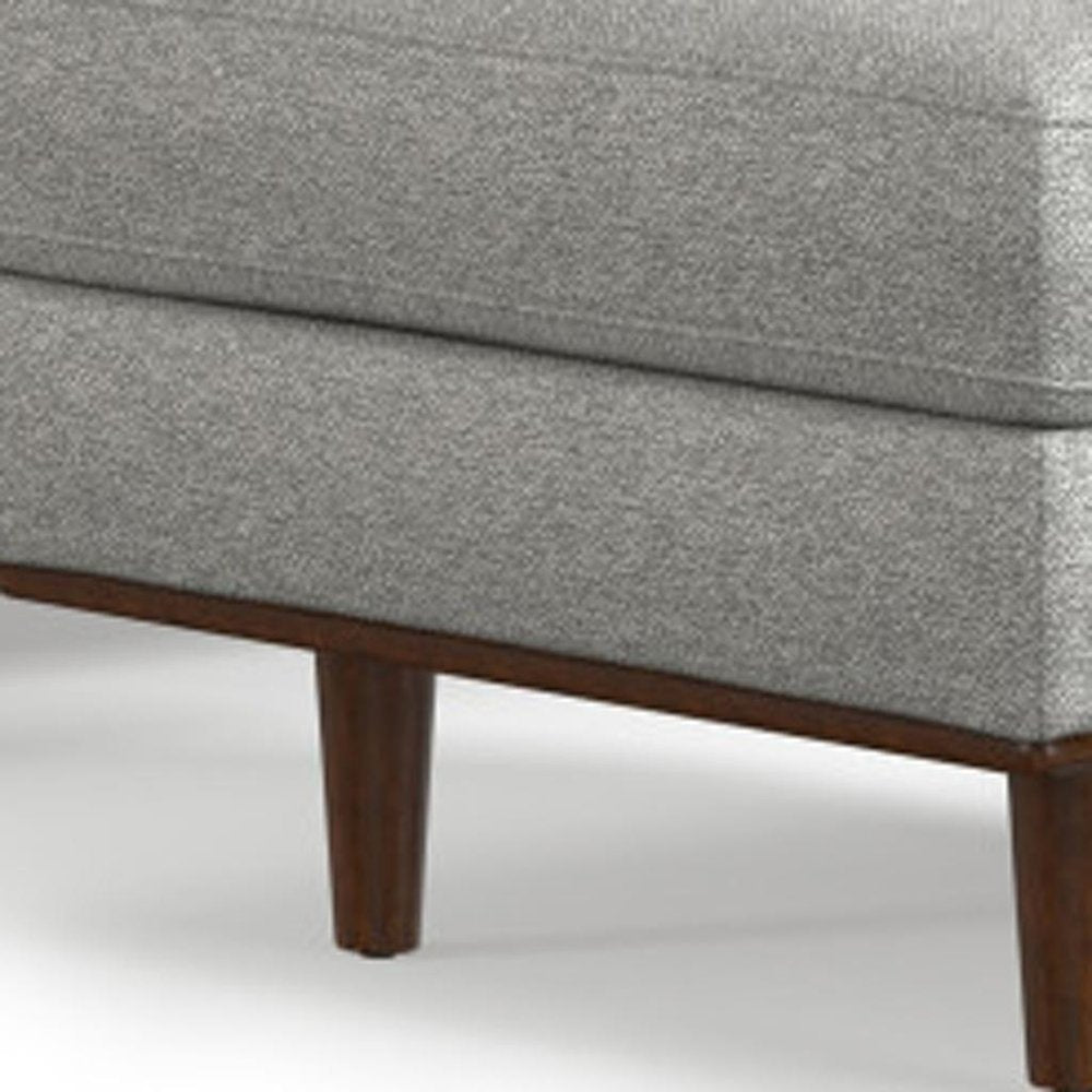 Gray Fabric Sofa with Ottoman with Brown Legs - 72-inch
