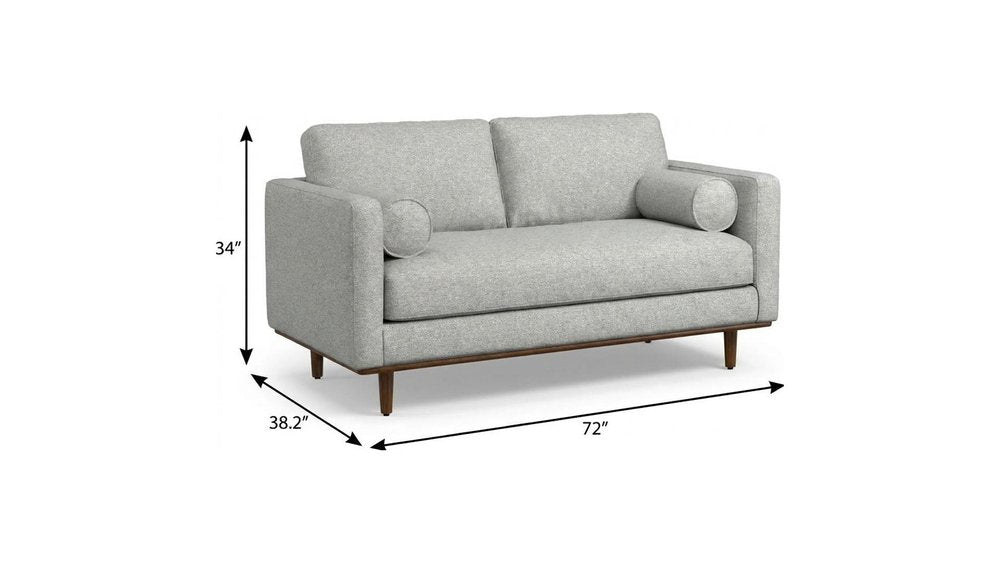 Gray Fabric Sofa with Ottoman with Brown Legs - 72-inch