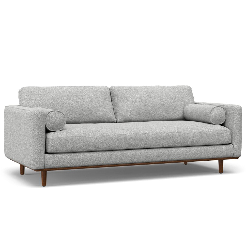 Gray Fabric Sofa with Ottoman with Brown Legs - 89-inch