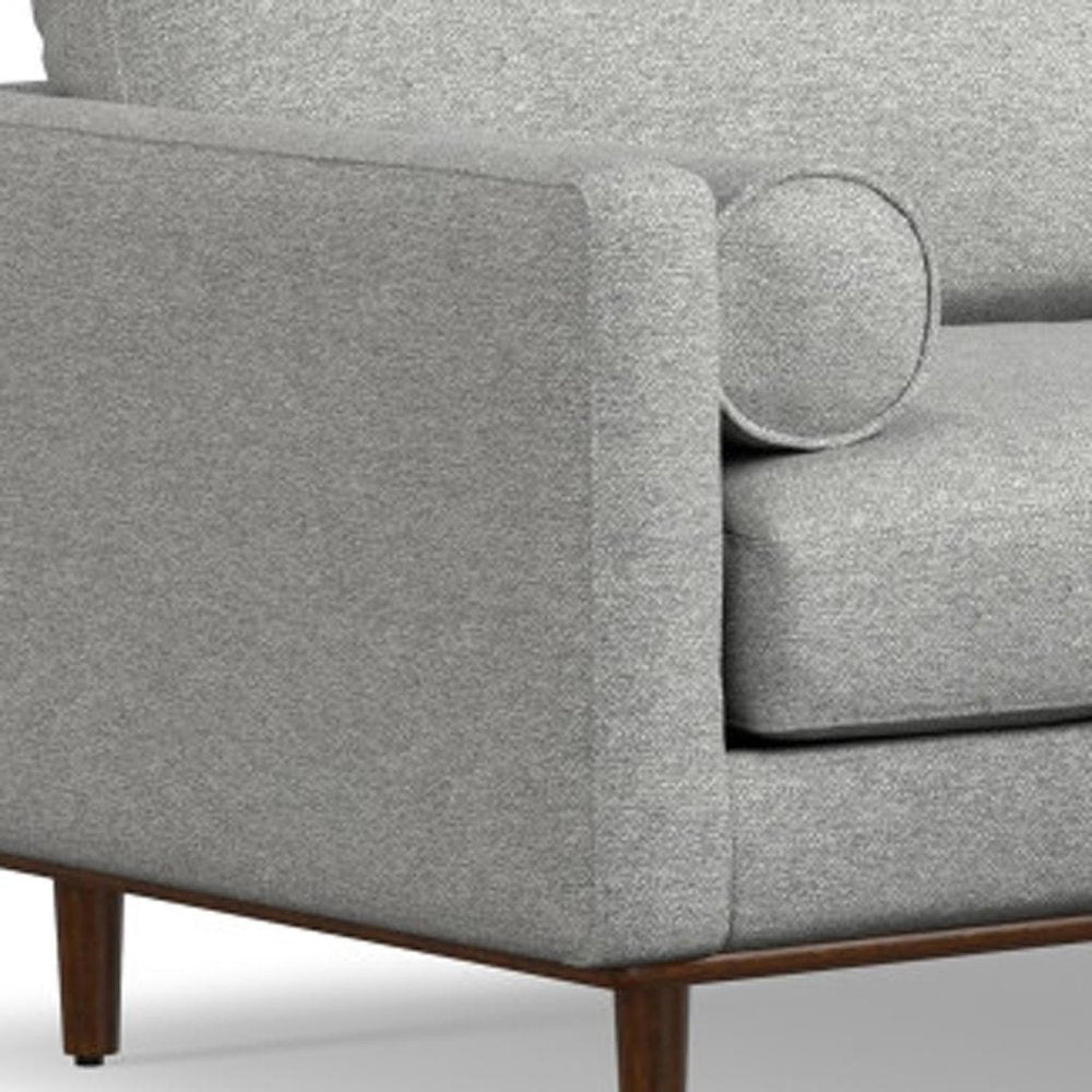 Gray Fabric Sofa with Ottoman with Brown Legs - 89-inch