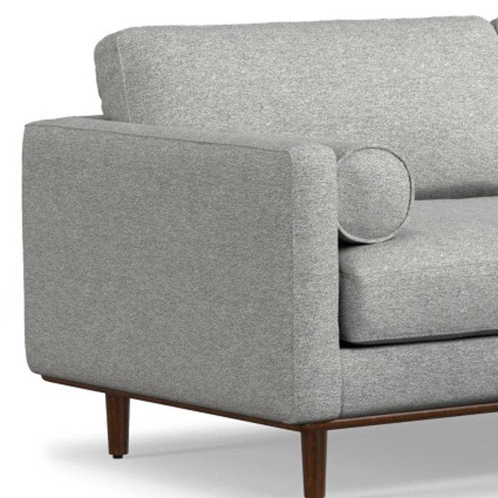 Gray Fabric Sofa with Ottoman with Brown Legs - 89-inch