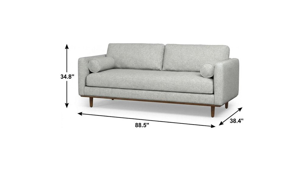 Gray Fabric Sofa with Ottoman with Brown Legs - 89-inch