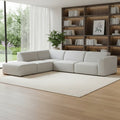 Gray Fabric Sofa with Ottoman with Brown Legs - 116-inch
