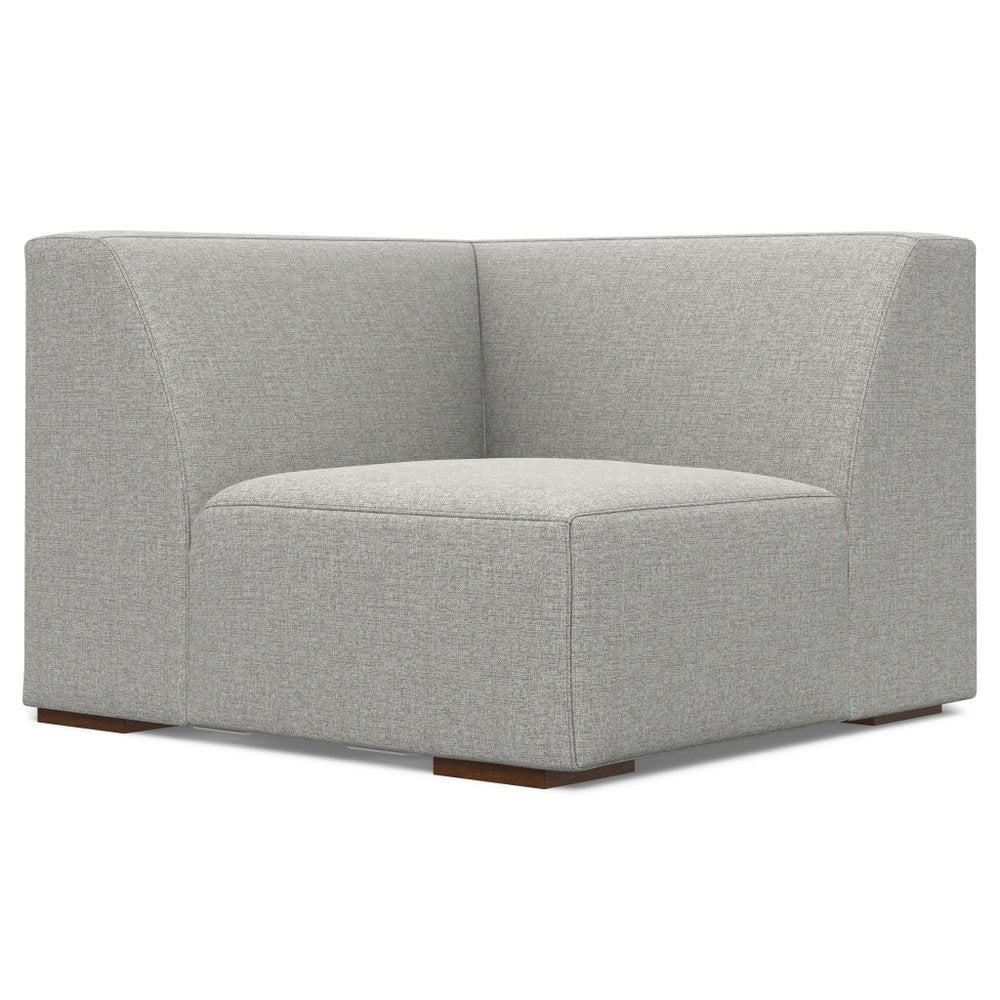 Gray Fabric Sofa with Ottoman with Brown Legs - 116-inch