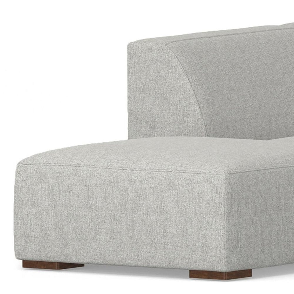 Gray Fabric Sofa with Ottoman with Brown Legs - 116-inch