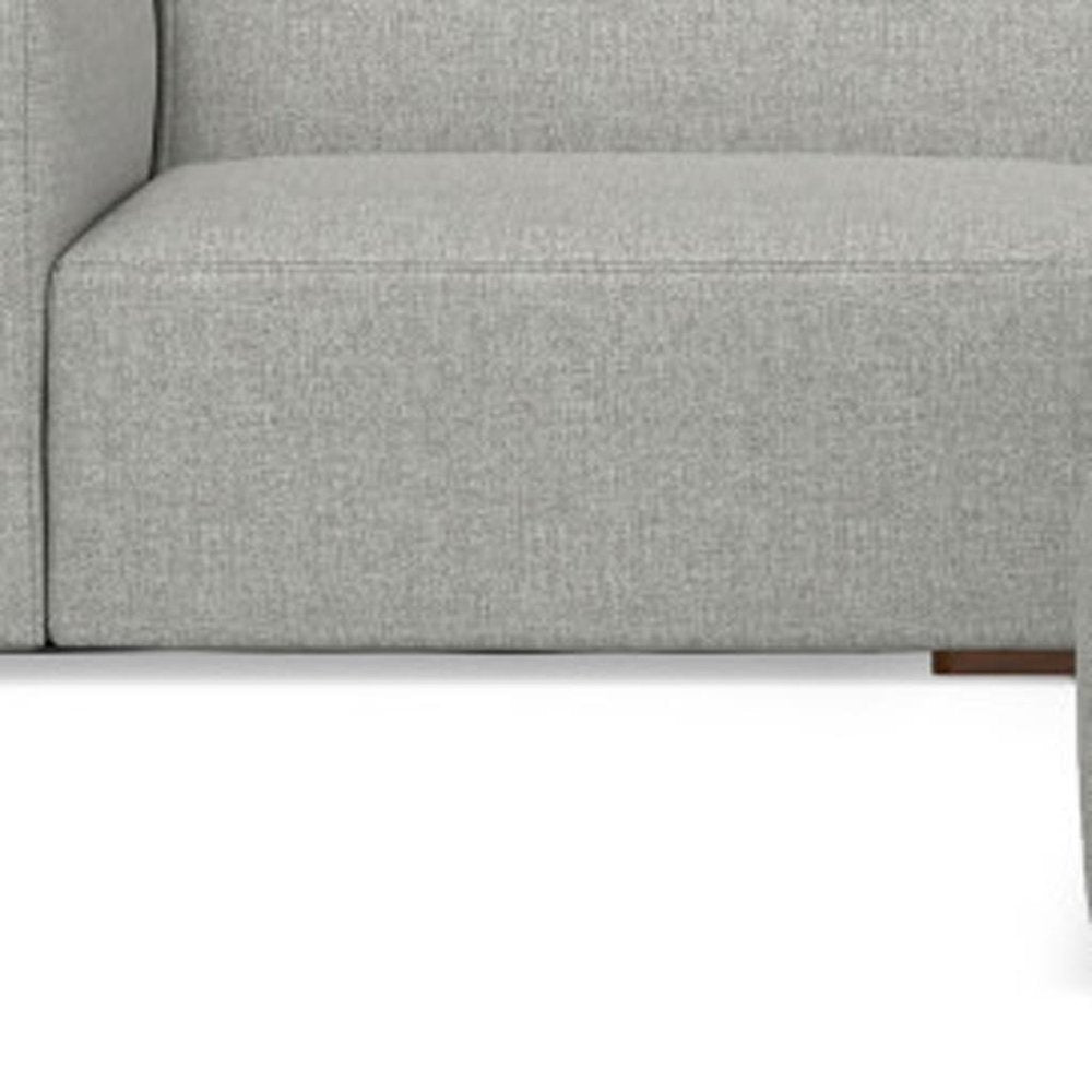 Gray Fabric Sofa with Ottoman with Brown Legs - 122-inch