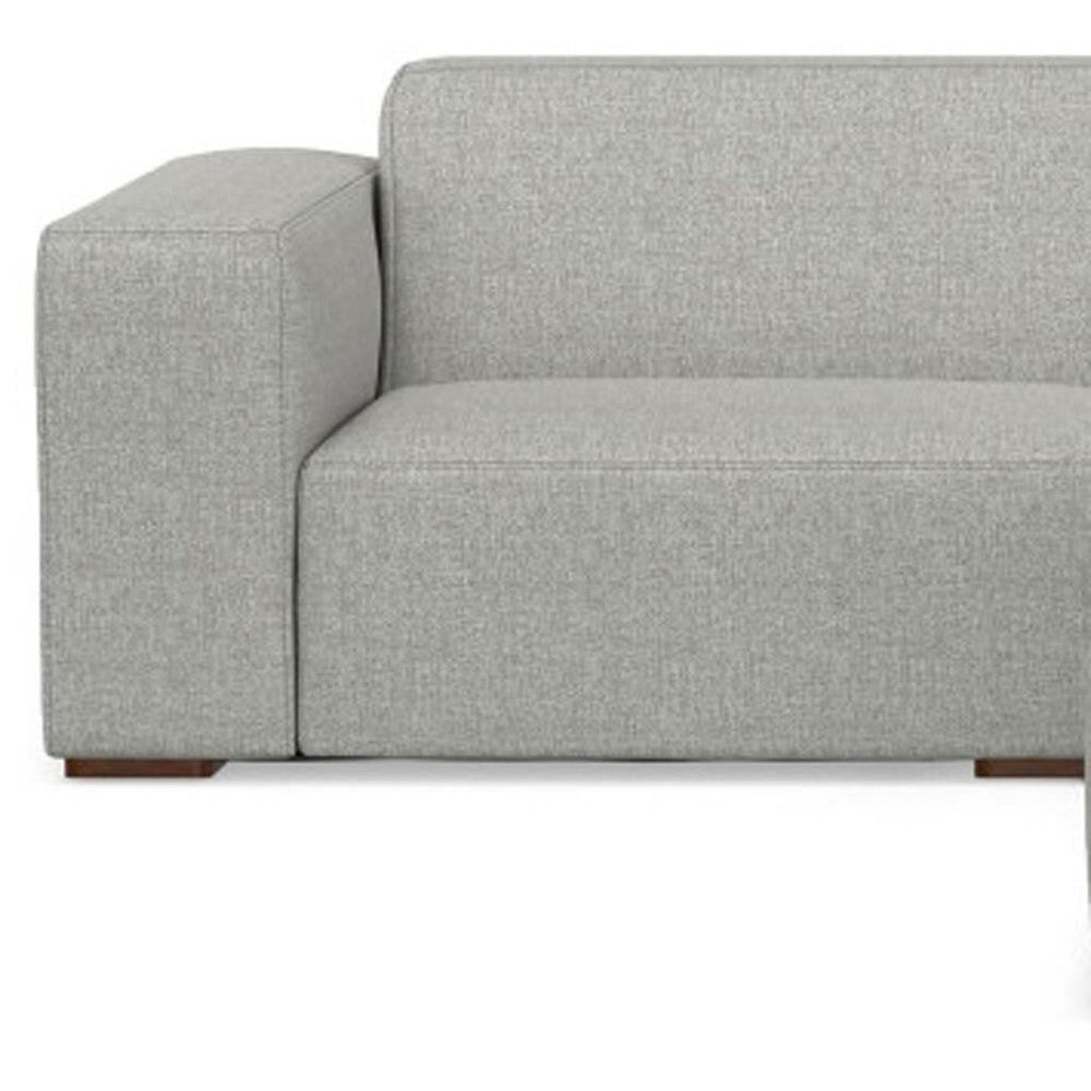 Gray Fabric Sofa with Ottoman with Brown Legs - 122-inch