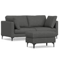 Gray Fabric Sofa with Ottoman with Black Legs - 76-inch
