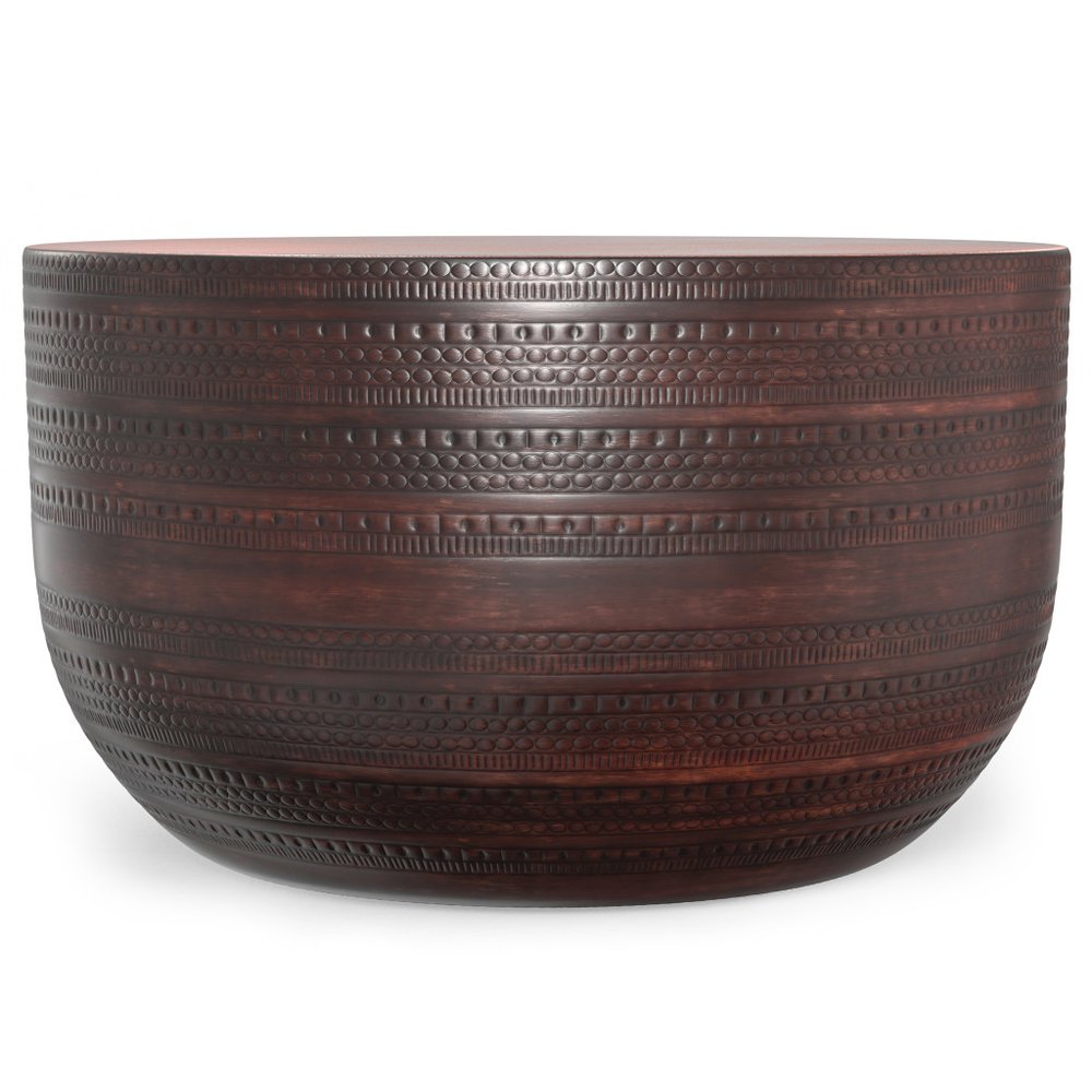 Bronze Iron Round Drum End Table - 18-inch