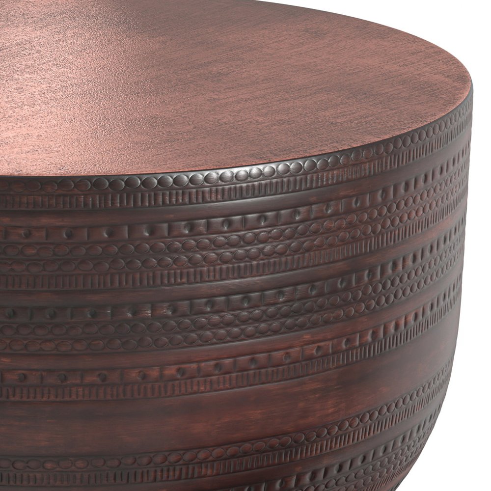 Bronze Iron Round Drum End Table - 18-inch