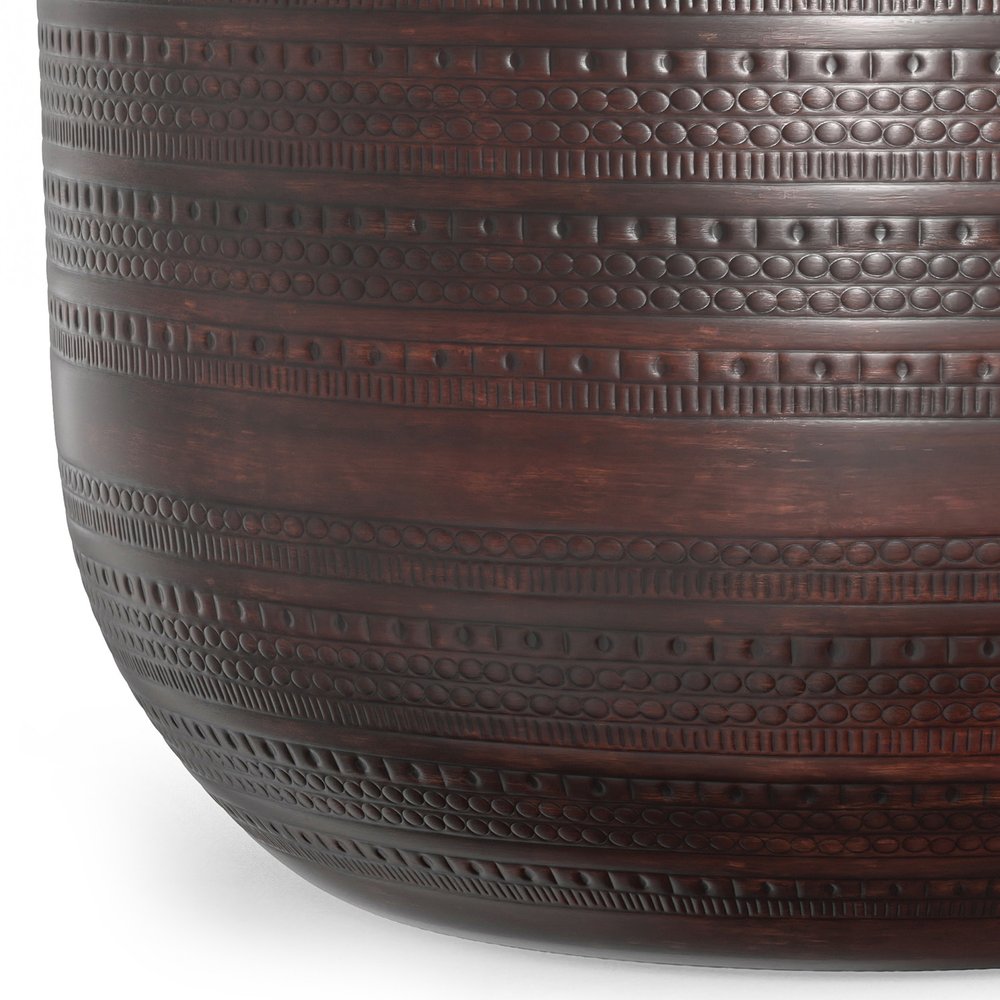 Bronze Iron Round Drum End Table - 18-inch