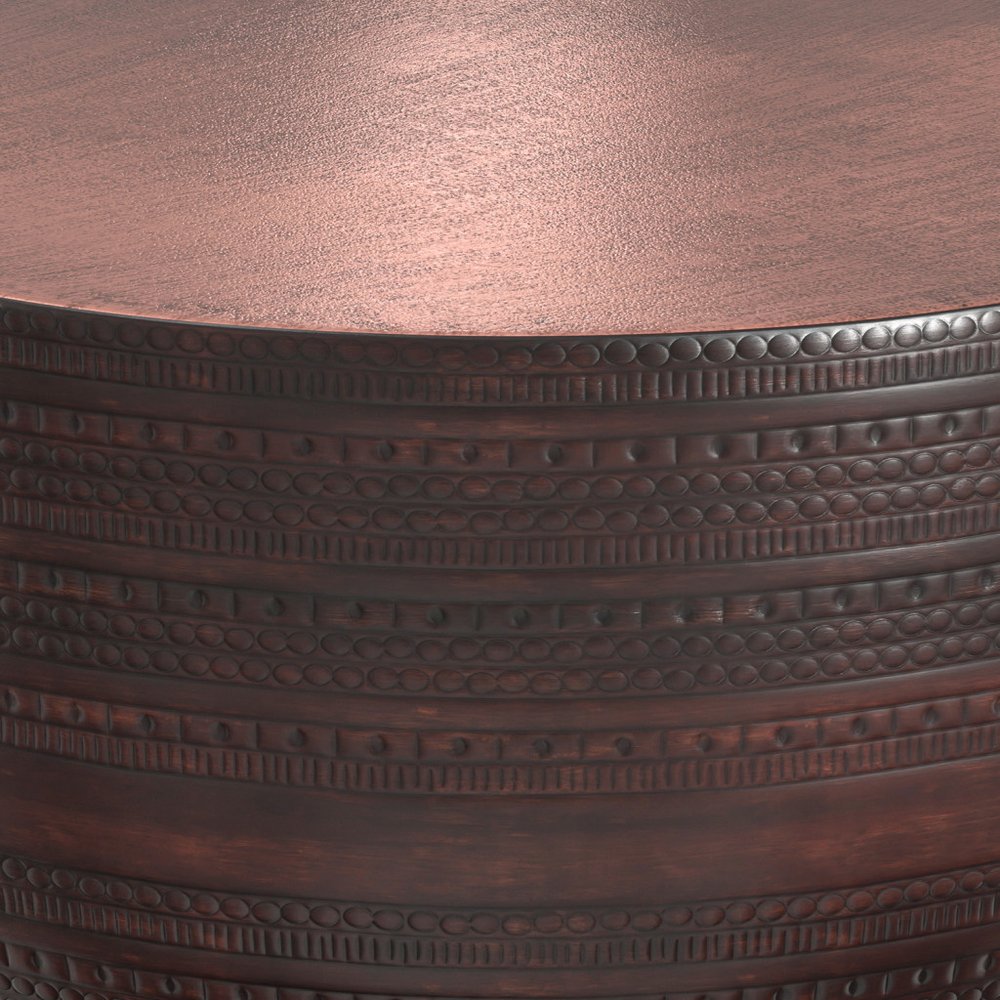 Bronze Iron Round Drum End Table - 18-inch