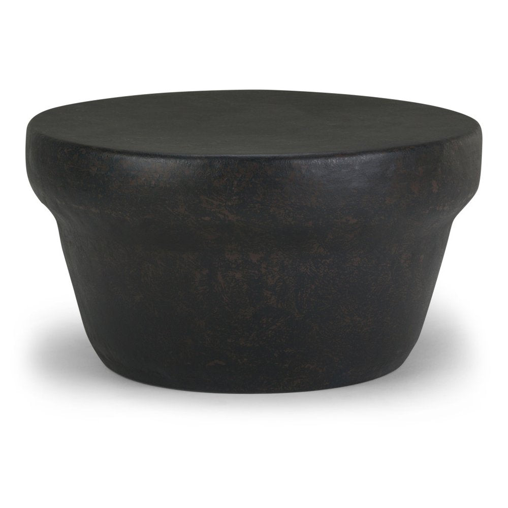Antiqued Bronze Distressed Iron Round Drum End Table - 18-inch