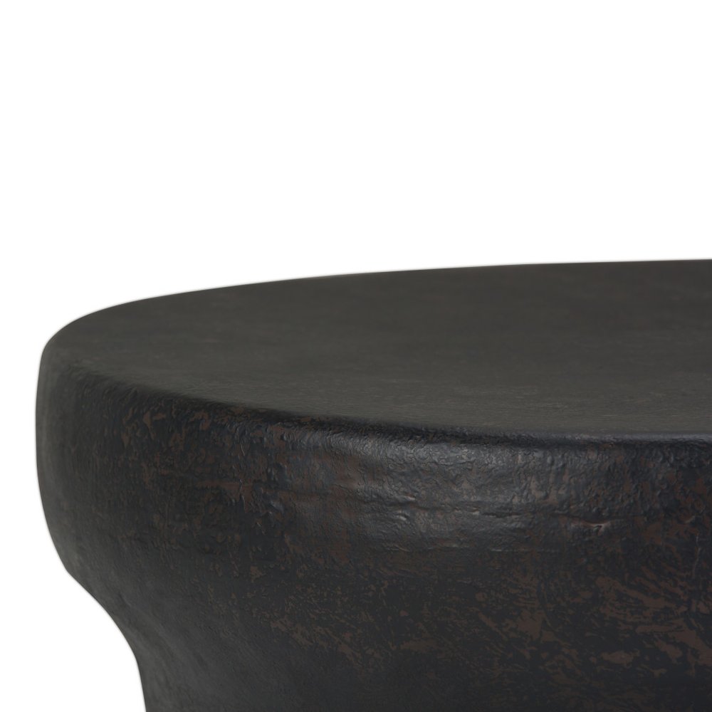 Antiqued Bronze Distressed Iron Round Drum End Table - 18-inch
