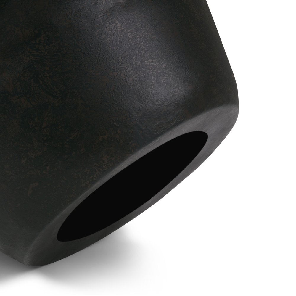 Antiqued Bronze Distressed Iron Round Drum End Table - 18-inch