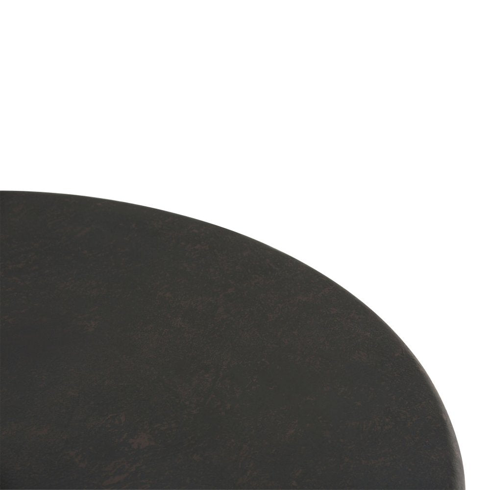 Antiqued Bronze Distressed Iron Round Drum End Table - 18-inch