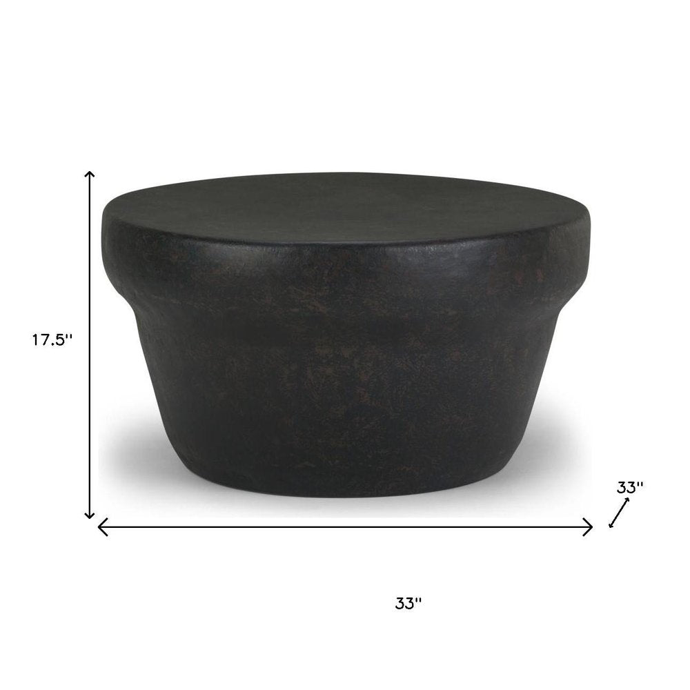 Antiqued Bronze Distressed Iron Round Drum End Table - 18-inch
