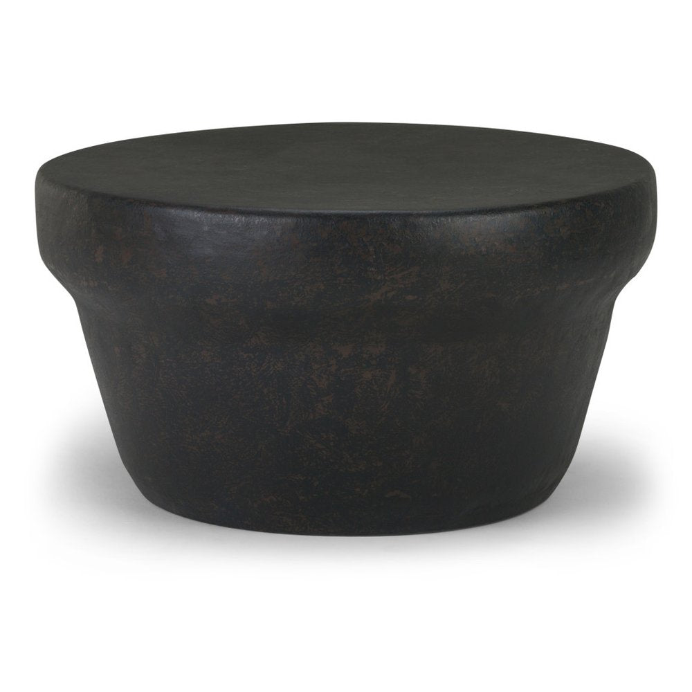 Antiqued Bronze Distressed Iron Round Drum End Table - 18-inch