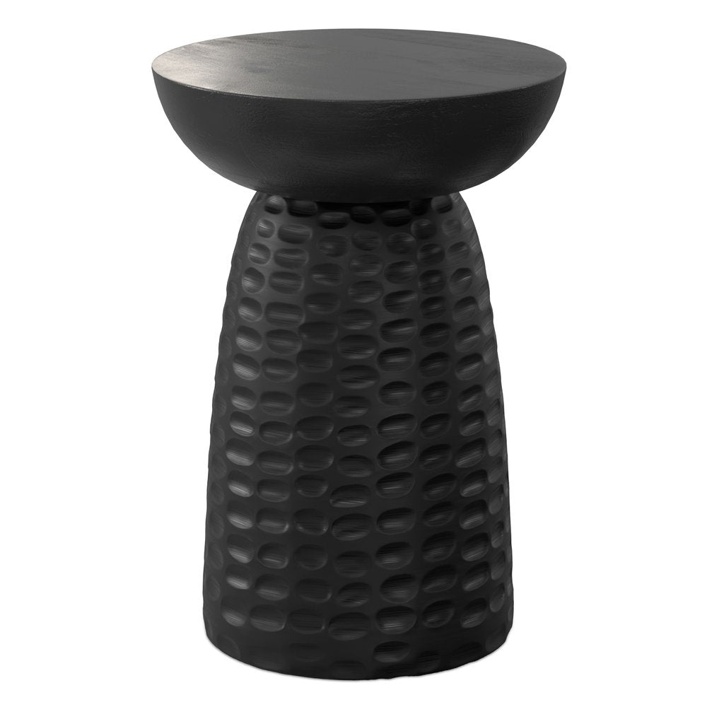 Black Solid Wood Round Pedestal End Table - 18-inch
